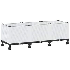 vidaXL Sodo puodynė su ratukais Balta 120 x 40 x 48 cm PP