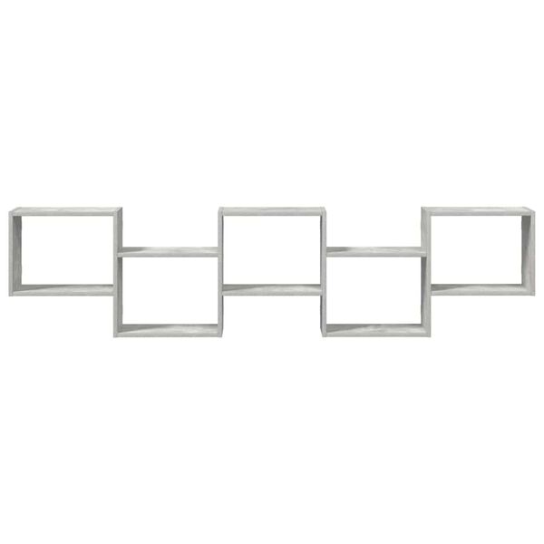 vidaXL Sieninė lentyna, 5 skyrių, betono pilka, mediena, kubo formos