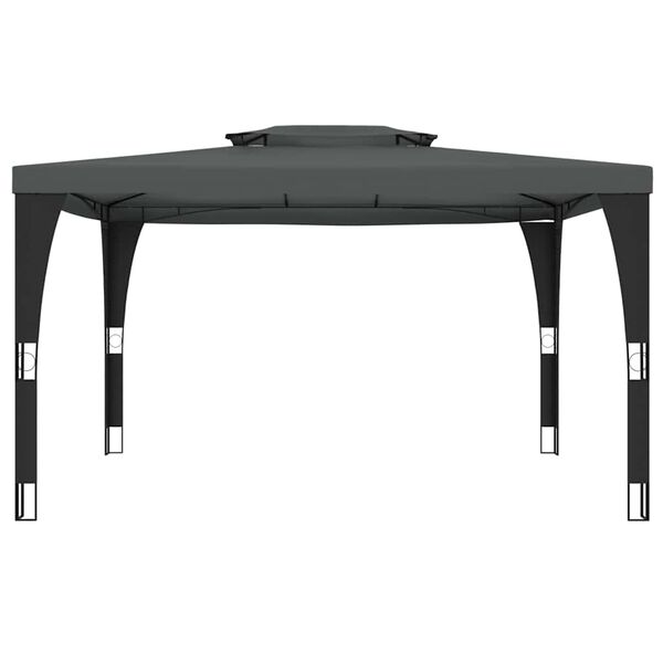 vidaXL Pavėsinė su dvigubu stogu, antracito, 3,98x2,98m, plienas