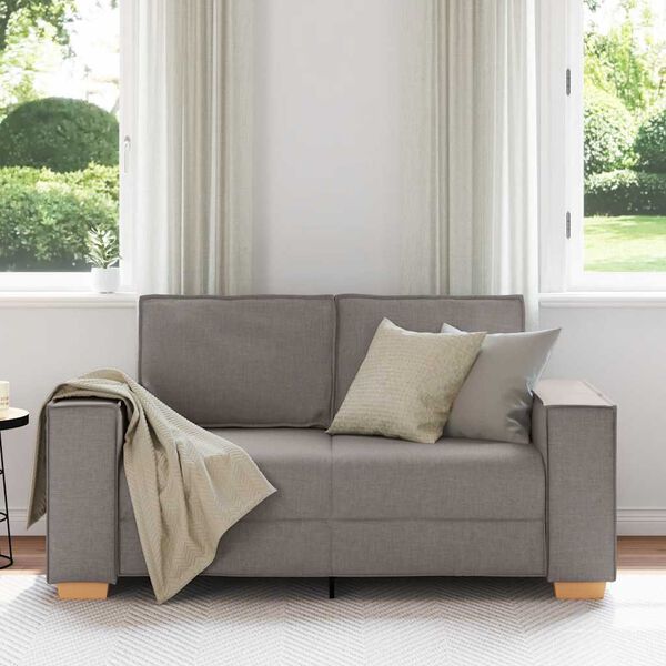 vidaXL Dvivietė sofa, pilkai ruda, 120 cm, audinys
