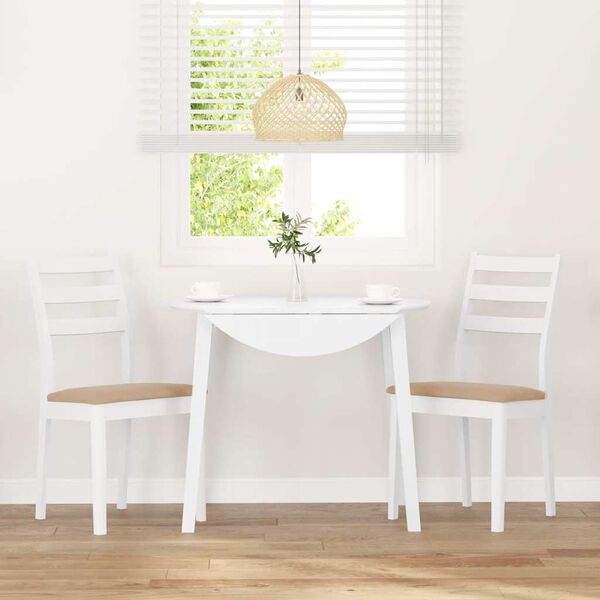 vidaXL valgomojo kėdės su pagalvėlėmis 2 vnt Balta medžio masyvo guma