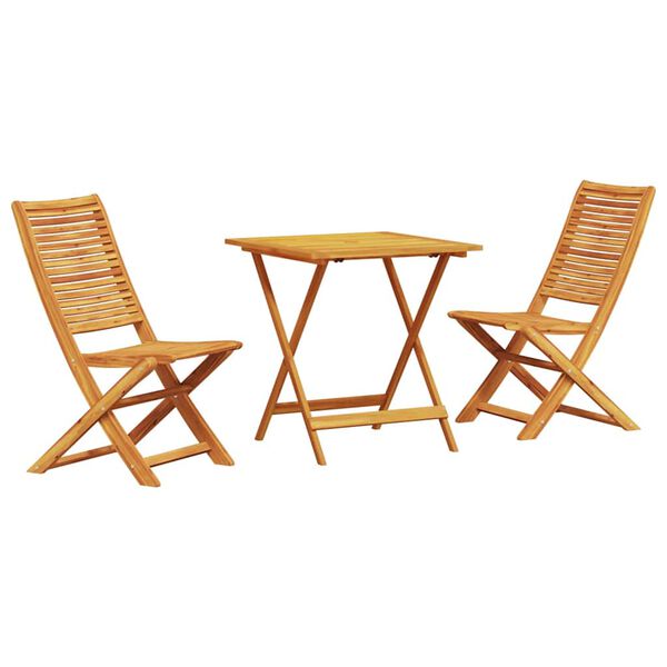 vidaXL Sulankstomas bistro rinkinys 3 pcs Ruda Kietos akacijos mediena