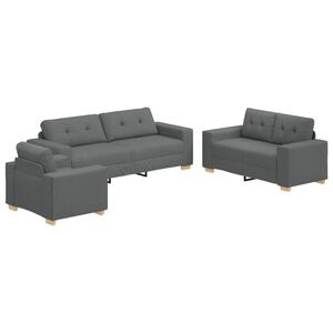 vidaXL Sofa 3 pcs Tamsiai pilka 221 x 80 x 80 cm Lino mi&scaron;inio audinys
