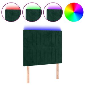 vidaXL Galvūgalis su LED, tamsiai žalias, 90x5x118/128cm, aksomas