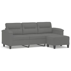 vidaXL Trivietė sofa su pakoja, tamsiai pilka, 180cm, audinys