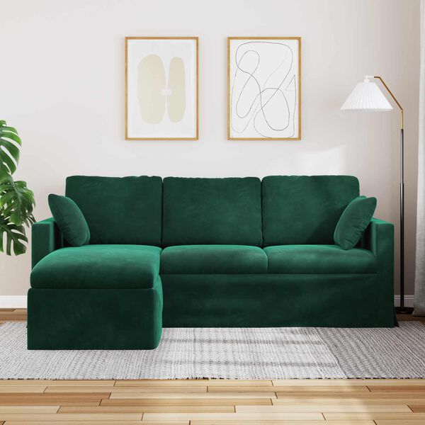 vidaXL Sofa Tamsiai žalia 198 x 134 x 80 cm Aksomas