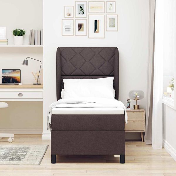 vidaXL Kiemas lova su čiužiniu Tamsiai ruda 80 x 200 cm audinys