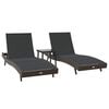 vidaXL Saulės gultas 3 pcs Ruda 197 x 70 x 82 cm poliratanas