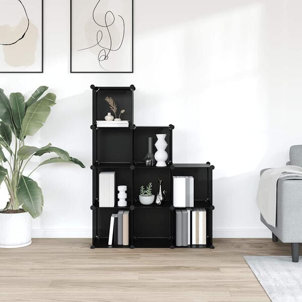 vidaXL Lentyna su 9 kubo formos skyriais, juodos spalvos, PP