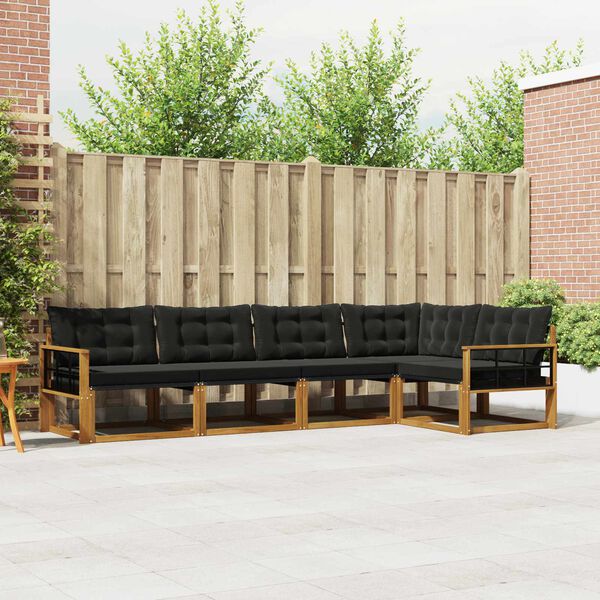 vidaXL Lauko sofos komplektas su pagalve 5 pcs Natūrali ir juoda