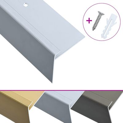 vidaXL Profiliai laiptams, 15vnt., sidabro, 100cm, aliuminis, F formos