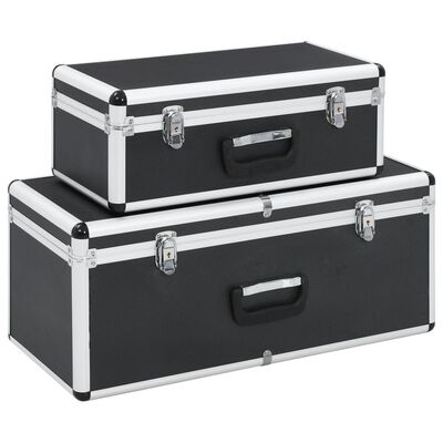vidaXL Dėžės daiktams, 2 vnt., juodos spalvos, aliuminis