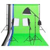 vidaXL Fotostudijos ap&scaron;vietimo rinkinys su fonais ir reflektoriumi