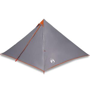 vidaXL &Scaron;eimos palapinė, pilka ir oranžinė, septynvietė, tipi