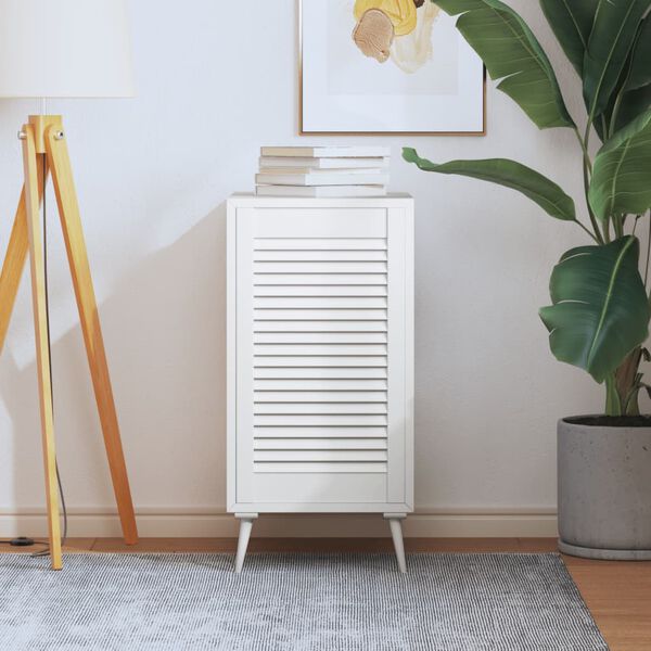 vidaXL Spintelės durelės, baltos, 69x39,4cm, pušis, žaliuzių dizaino