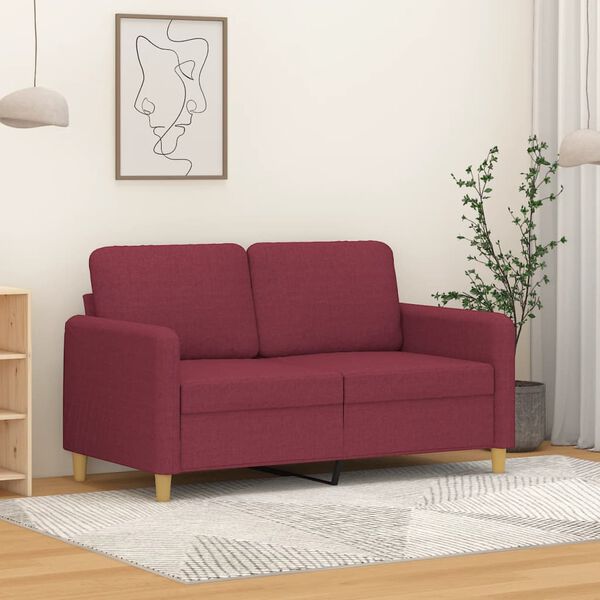 vidaXL Dvivietė sofa, raudonojo vyno spalvos, 120cm, audinys