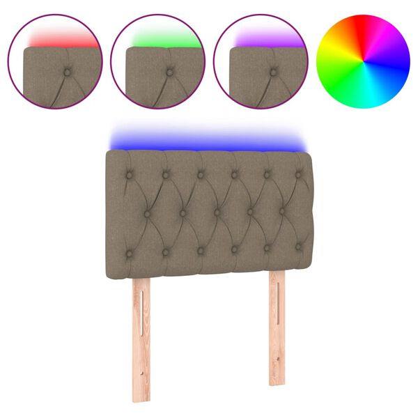 vidaXL Galvūgalis su LED, taupe spalvos, 80x7x78/88cm, audinys
