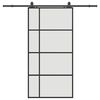 vidaXL Stumdomos durys su furnitūra, juodos, 102,5x205 cm, ESG stiklas