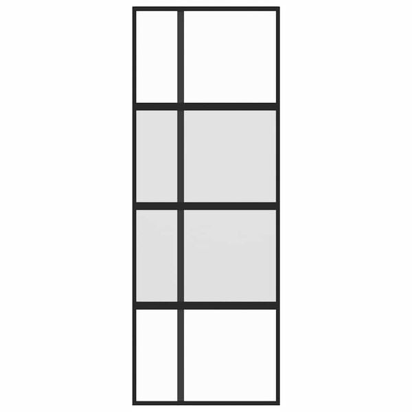vidaXL Stumdomos durys, juodos, 76x205cm, grūdintas stiklas/aliuminis