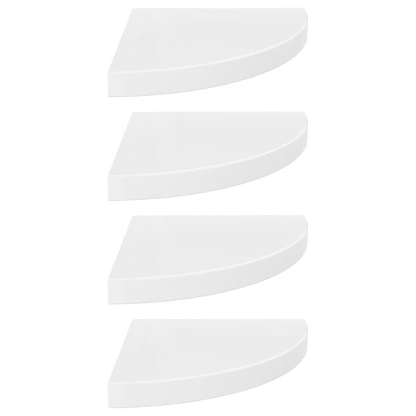 vidaXL Pakabinamos kampinės lentynos, 4vnt., baltos, 35x35x3,8cm, MDF