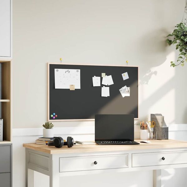 vidaXL Kreidinė lenta su pu&scaron;ies masyvo rėmu, juoda, 100x55 cm