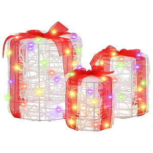 vidaXL Dovanos Dėžutės Dekoracija 3 pcs spalvingas 20 x 20 x 21 cm