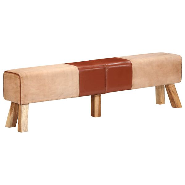 vidaXL Gimnastikos arklys, rudos spalvos, 160cm, tikra oda ir drobė