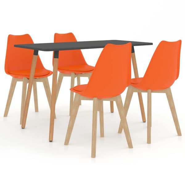 vidaXL Valgomojo komplektas, 5 dalių, oranžinis (287244+289145)