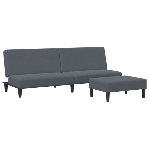 vidaXL Dvivietė sofa-lova su pakoja, tamsiai pilkos spalvos, aksomas
