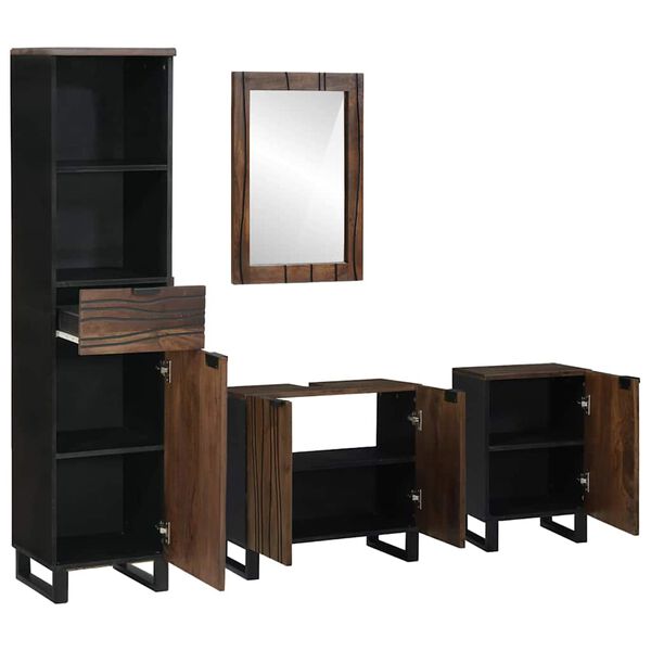 vidaXL Vonios baldų rinkinys su stalčių 4 pcs Balta Apdirbta mediena