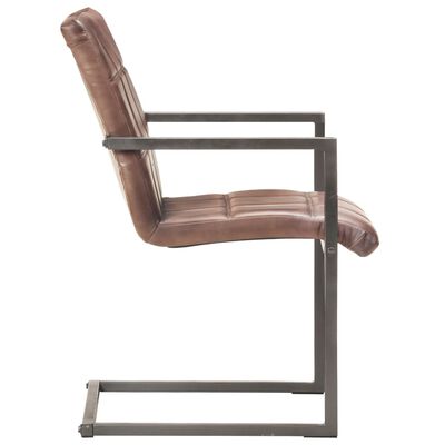 vidaXL Gembinės valgomojo kėdės, 6vnt., baltintos rudos, tikra oda