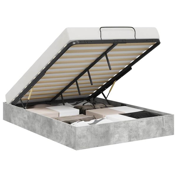 vidaXL Otomano lovos rėmas Betono Pilka 150 x 200 cm Dirbtinė mediena