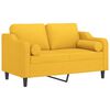 vidaXL Dvivietė sofa su pagalvėmis, &scaron;viesiai geltona, 120cm, audinys