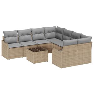 vidaXL Sodo Sofų Rinkinys su pagalve su saugykla 9 pcs Bežinė ir pilka