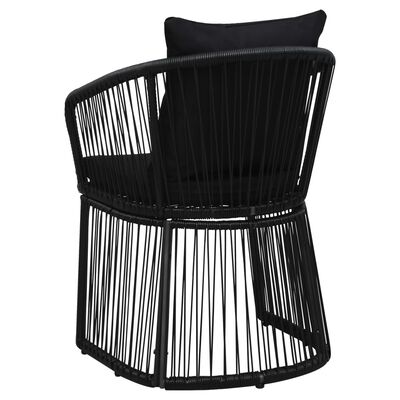 vidaXL Sodo kėdės su pagalvėmis, 2vnt., juodos, PVC ratanas