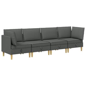 vidaXL Modulinė sofa su laikymo vieta 4 vnt. Tamsiai pilka Audinys