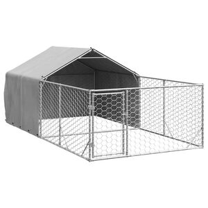 vidaXL Lauko voljeras &scaron;unims su aptvaru, 4x2x1,5m, plienas