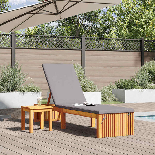 vidaXL Saulės gultas su pagalve Natūralus aliejus 200 x 55 x 94 cm