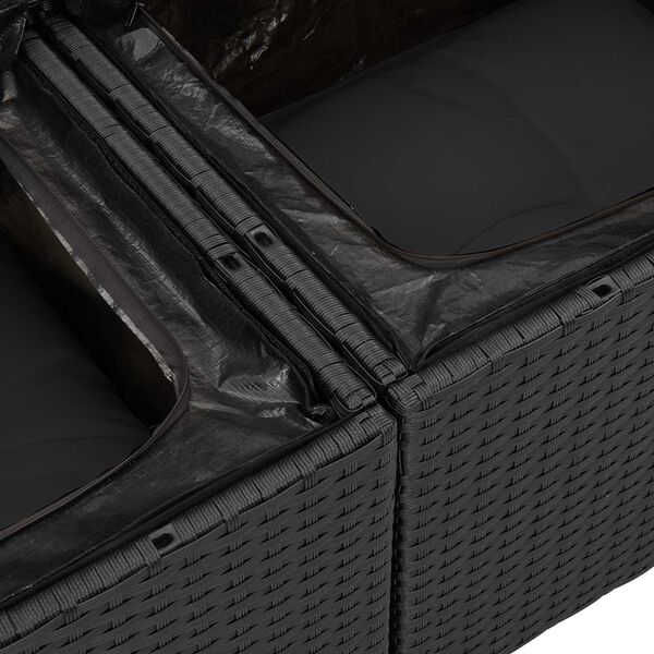 vidaXL Sodo Sofų Rinkinys su saugykla 8 pcs Juoda poliratanas