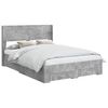 vidaXL Lovos rėmas su saugojimu ir nugara Betono pilka 135 x 190 cm