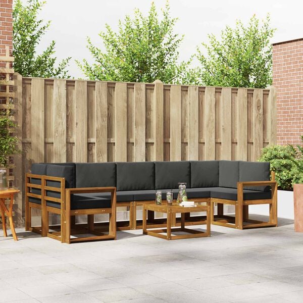 vidaXL Lauko sofos komplektas su pagalve 8 pcs Natūralus ir antracitas