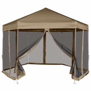 vidaXL &Scaron;e&scaron;iakampė i&scaron;skleidžiama palapinė su sienomis, taupe, 3,6x3,1m