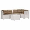 vidaXL 5-vietė sodo sofa su pagalvėlėmis Rataninio i&scaron;vaizdos PP Balta