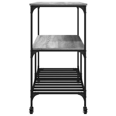 vidaXL Virtuvės vežimėlis, pilkas ąžuolo, 100x50x95cm, mediena