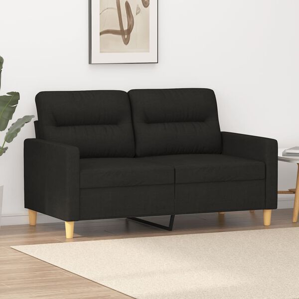 vidaXL Dvivietė sofa, juodos spalvos, 120cm, audinys