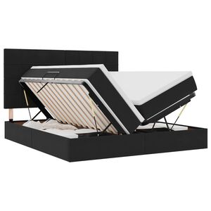 vidaXL LED saugojimo lova su čiužiniu Juoda 180 x 200 cm Aksomas