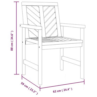 vidaXL Sodo valgomojo kėdės, 2vnt., akacijos medienos masyvas