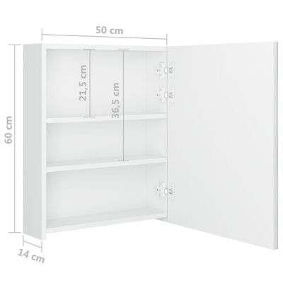 vidaXL Veidrodinė vonios spintelė su LED apšvietimu, balta, 50x14x60cm