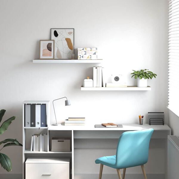 vidaXL Pakabinamos lentynos, 2vnt., ąžuolo/baltos, 90x23,5x3,8cm, MDF