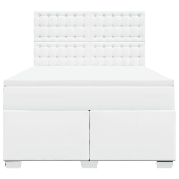 vidaXL Lova su spyruoklėmis ir čiužiniu,baltas,140x190cm, dirbtinė oda